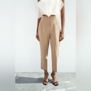 NWT Zara High Waisted Trousers — Toupe Brown